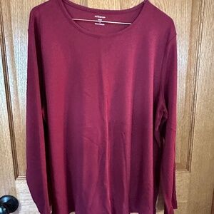 Croft & Barrow Burgundy Long Sleeve Crew Neck T-Shirt.  Size 1X.